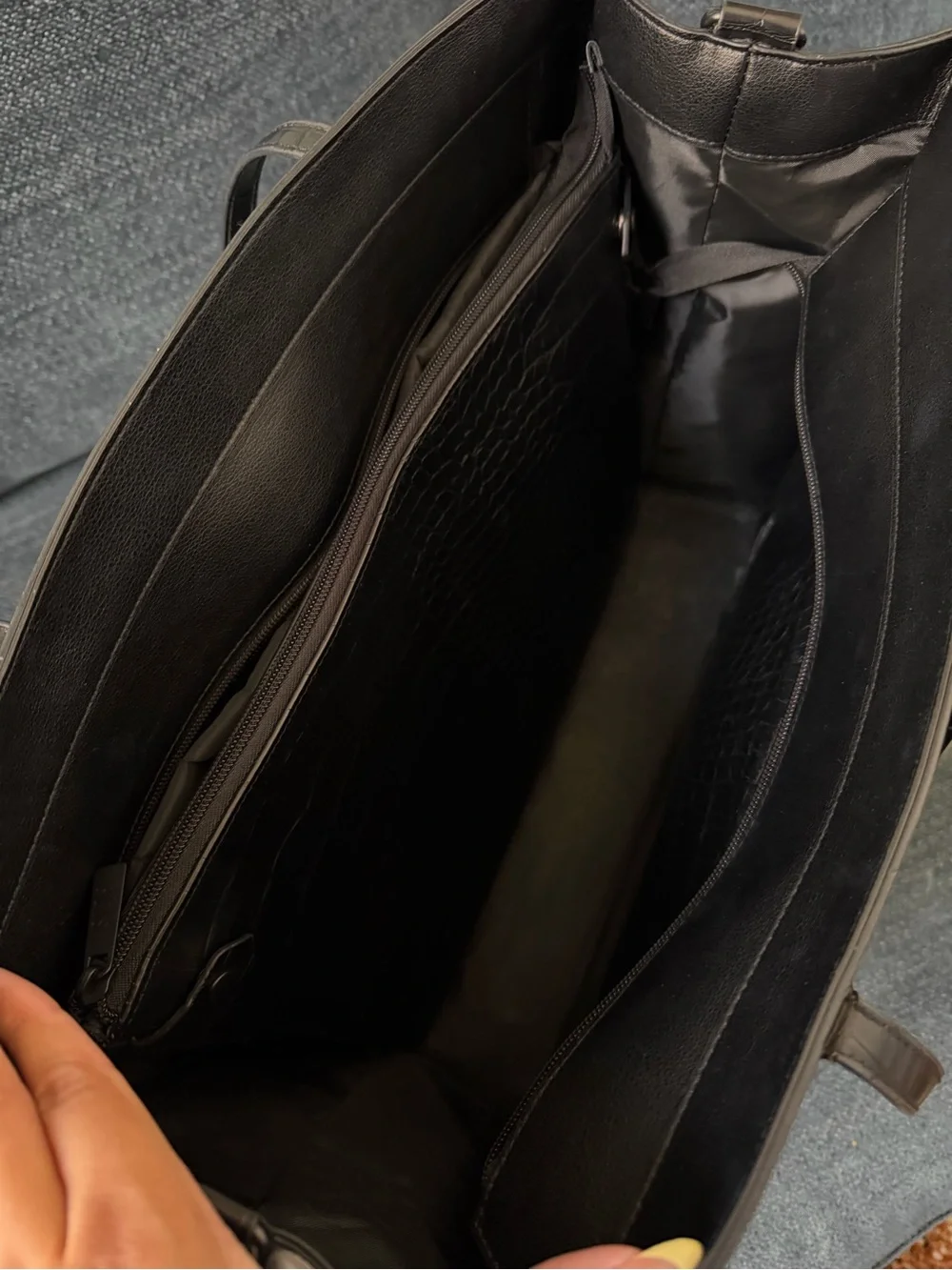 Béis Large Work Tote in Black Croc